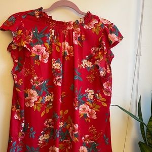 LOFT red floral top